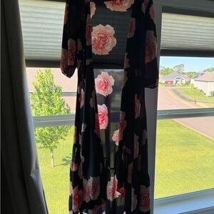 Floral Black & Pink Maxi Dress